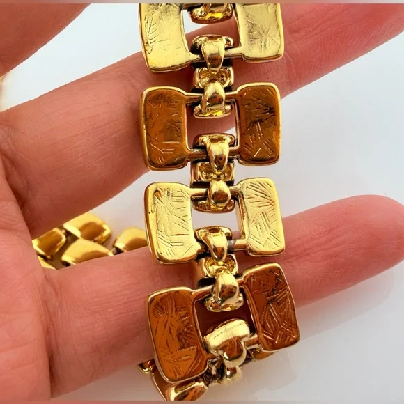 Heavy 124g Vintage AFJ Gold-Tone Panther Link Collar Necklace Bold Runway Choker - Picture 7 of 12